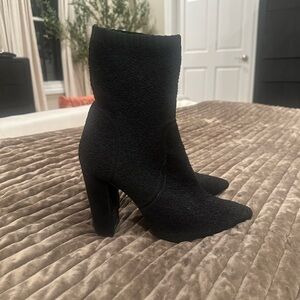 Topshop Black Textured Heeled Boots